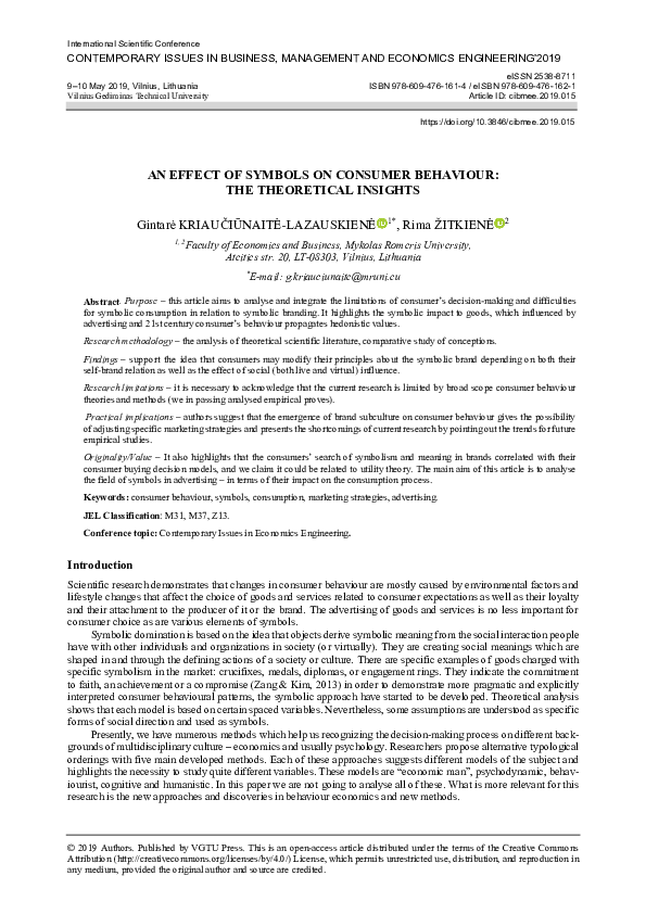 (PDF) An effect of symbols on consumer behaviour: the theoretical insights