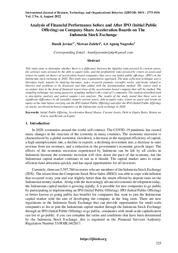 (PDF) Analysis of Financial Performance Before and After Ipo (Initial ...