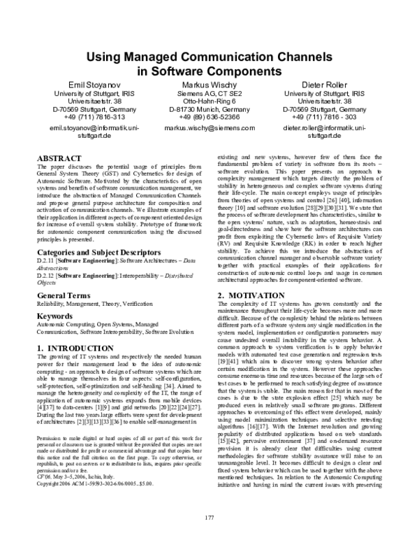 (PDF) Using managed communication channels in software components