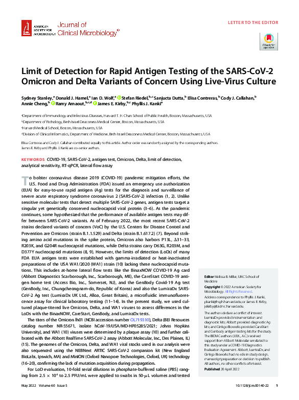 (PDF) Limit of Detection for Rapid Antigen Testing of the SARS-CoV-2 ...