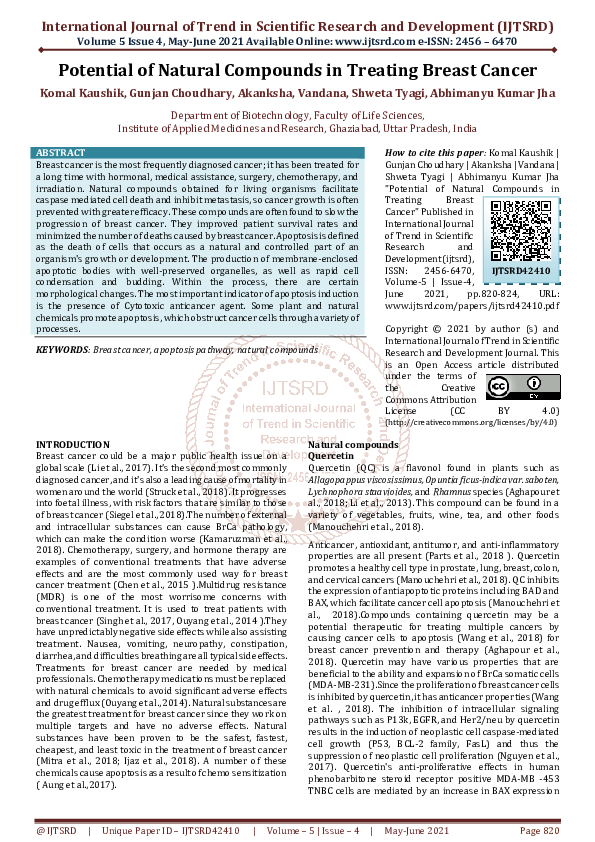 (PDF) Potential of Natural Compounds in Treating Breast Cancer