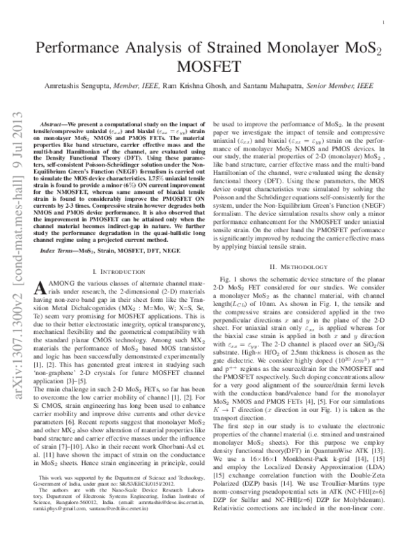 (PDF) Performance Analysis of Strained Monolayer ${\rm MoS}_{2}$ MOSFET