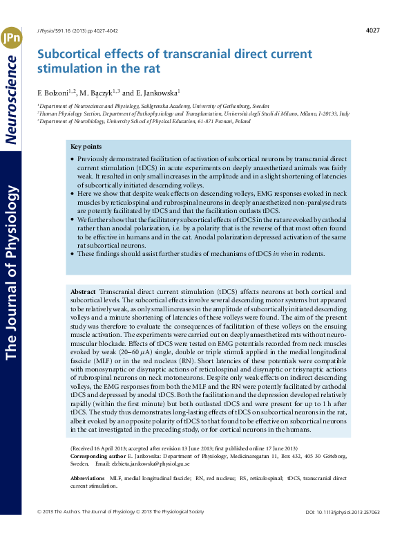 (PDF) Subcortical effects of transcranial direct current stimulation in ...