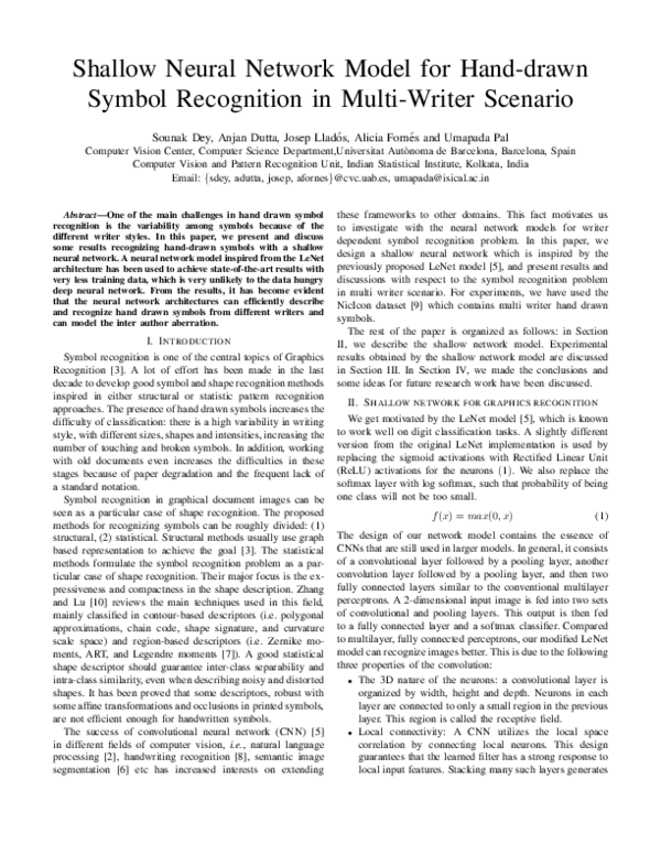 (PDF) Shallow Neural Network Model for Hand-Drawn Symbol Recognition in ...