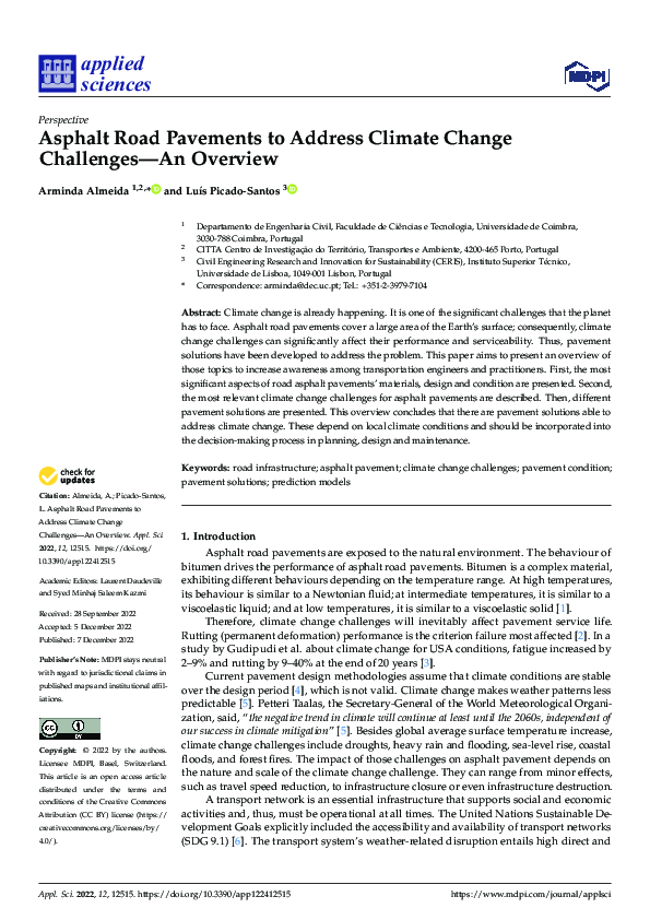 (PDF) Asphalt Road Pavements to Address Climate Change Challenges—An ...