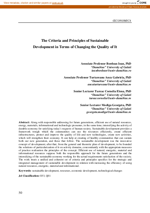 (PDF) The Criteria and Principles of Sustainable Development in Terms ...