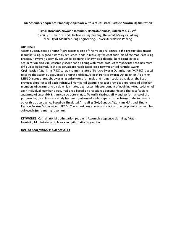 (PDF) An Assembly Sequence Planning Approach with a Multi-state ...