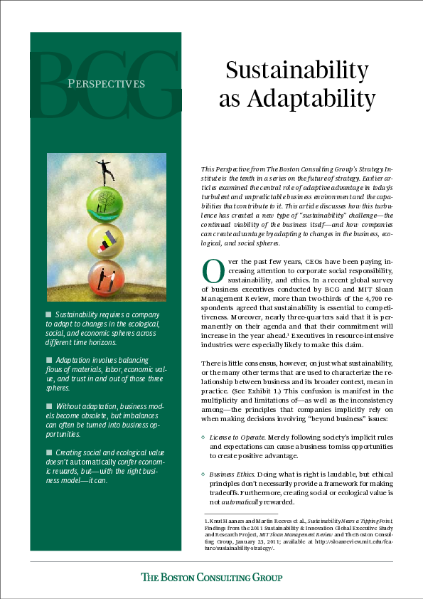 (PDF) Sustainability as Adaptability