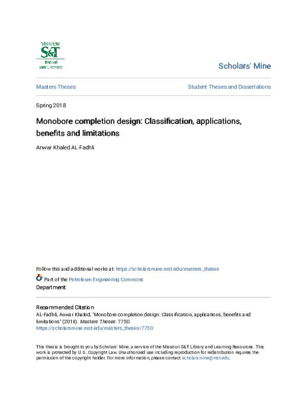 (PDF) Monobore completion design: Classification, applications ...