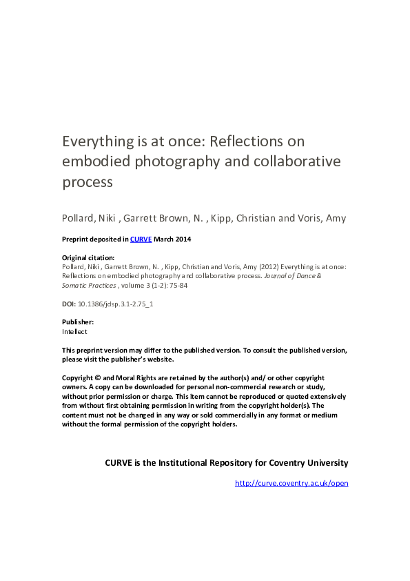 (PDF) everything is at once: Reflections on embodied photography and ...