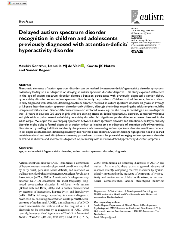(PDF) Delayed autism spectrum disorder recognition in children and ...