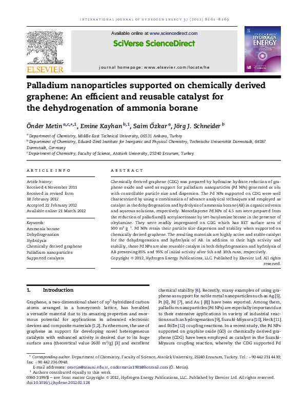 (PDF) Palladium nanoparticles supported on chemically derived graphene ...