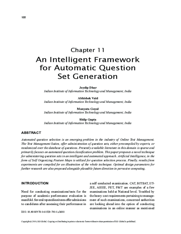 (PDF) An Intelligent Framework for Automatic Question Set Generation