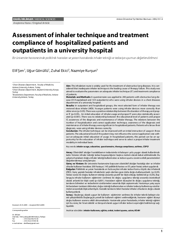 (PDF) Assessment of inhaler technique and treatment compliance of ...