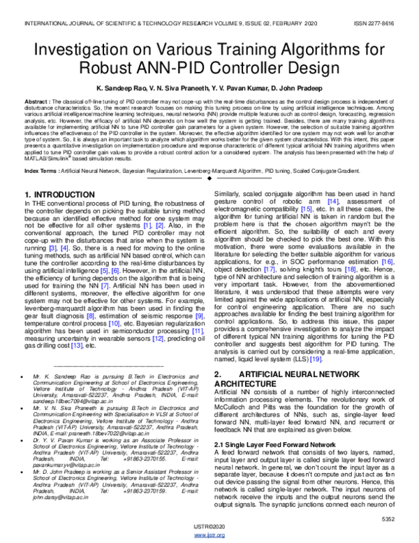 (PDF) Investigation on Various Training Algorithms for Robust ANN-PID ...
