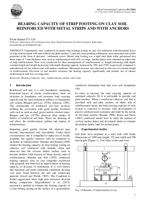 (PDF) Bearing Capacity of Strip Footing on Clay Soil Reinforced with ...