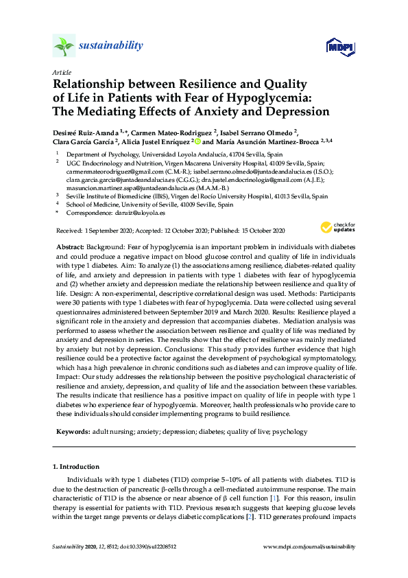 (PDF) Relationship between Resilience and Quality of Life in Patients ...