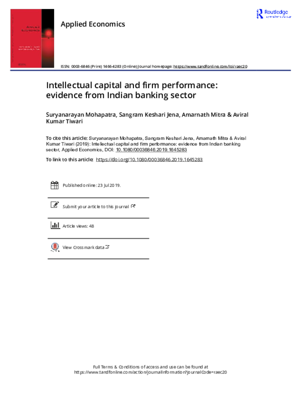 (PDF) Intellectual capital and firm performance: evidence from Indian ...