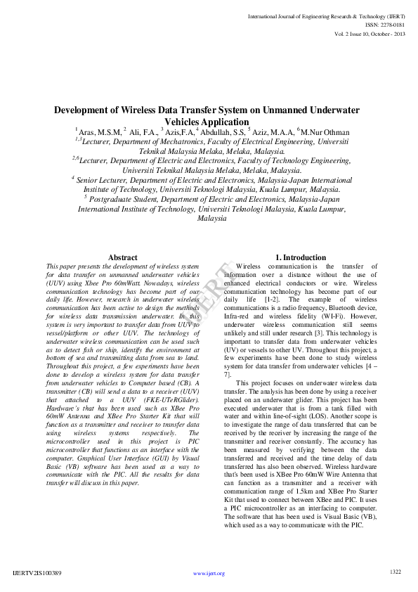 (PDF) Development of wireless data transfer system on unmanned ...