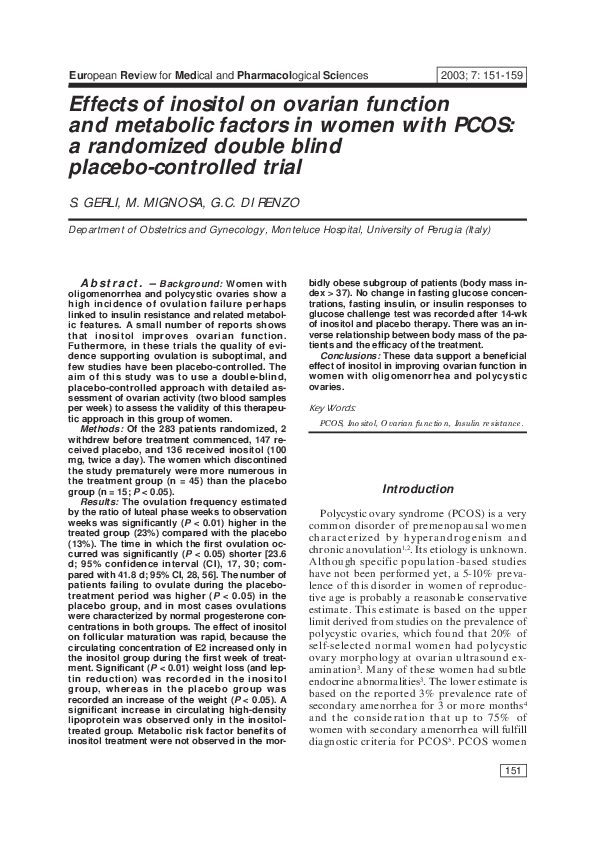 (PDF) Effects of inositol on ovarian function and metabolic factors in ...