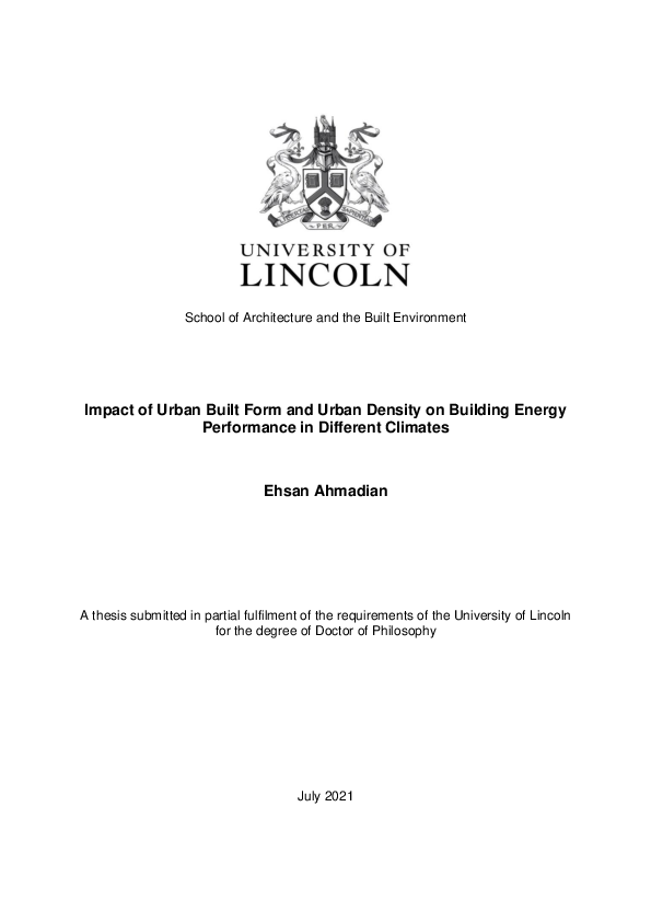 (PDF) Impact of Urban Built Form and Urban Density on Building Energy ...