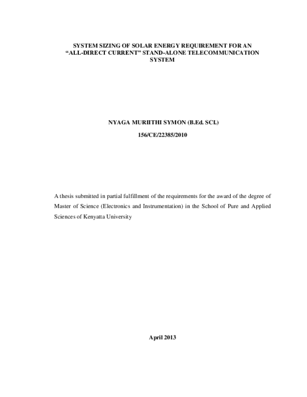 (PDF) System Sizing of Solar Energy Requirement for an “All-Direct ...