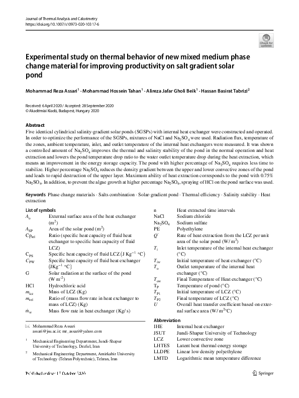 (PDF) Experimental study on thermal behavior of new mixed medium phase ...