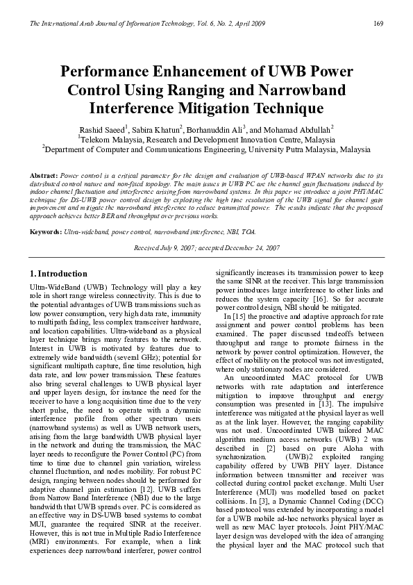 (PDF) Performance Enhancement of UWB Power Control Using Ranging and ...