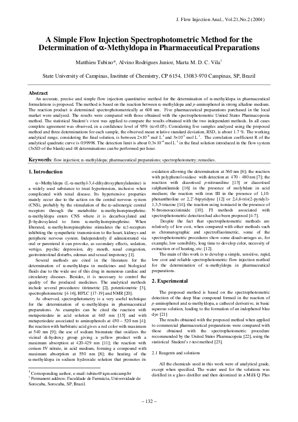 (PDF) A Simple Flow Injection Spectrophotometric Method for the ...