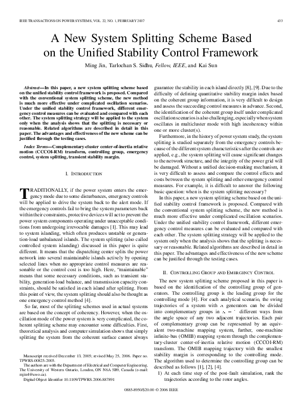 (PDF) A New System Splitting Scheme Based on the Unified Stability ...