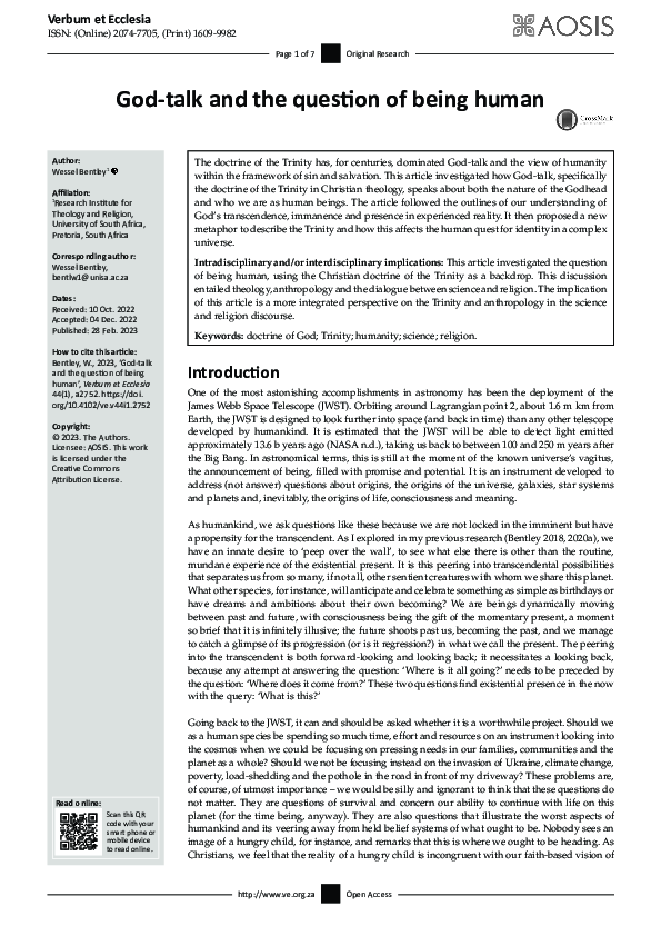 (PDF) God-talk and the question of being human