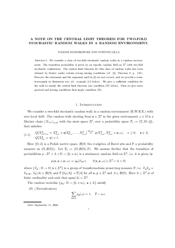 (PDF) A note on the central limit theorem for two-fold stochastic ...