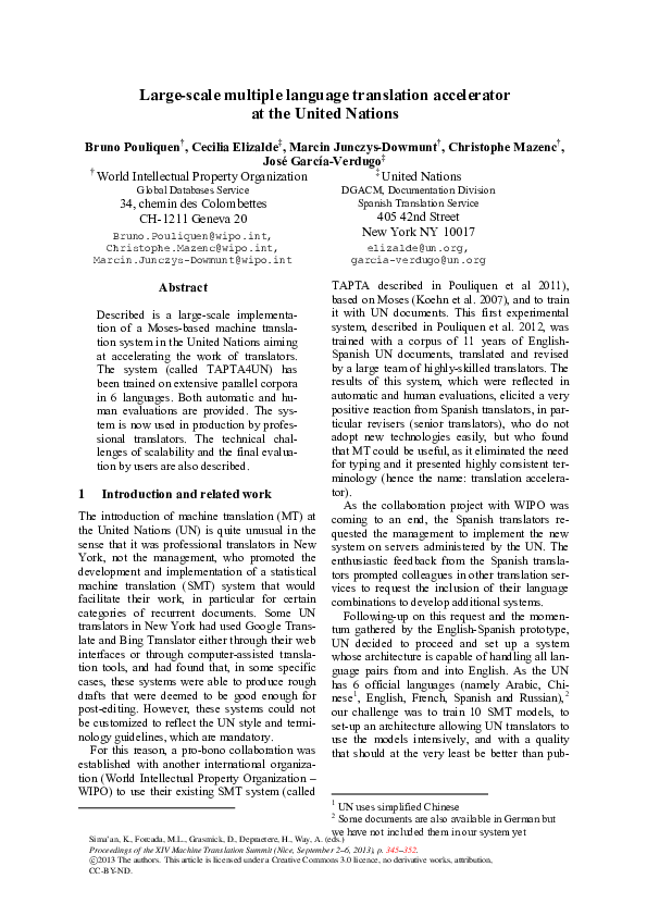 (PDF) Large-scale multiple language translation accelerator at the ...