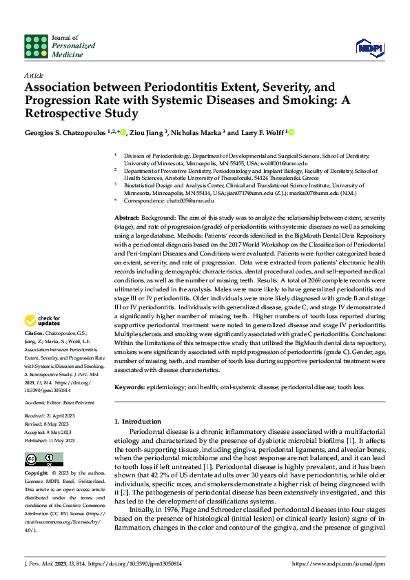 (PDF) Association between Periodontitis Extent, Severity, and ...