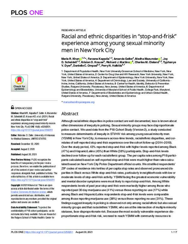(PDF) Racial and ethnic disparities in “stop-and-frisk” experience ...