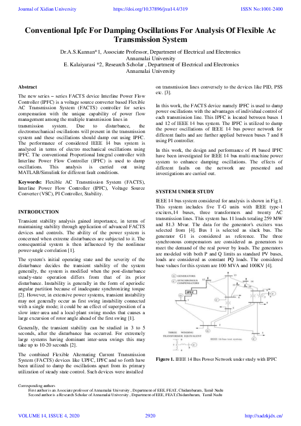 (PDF) Conventional Ipfc For Damping Oscillations For Analysis Of ...