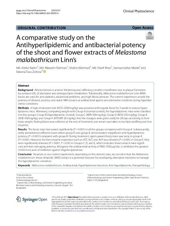 (PDF) A comparative study on the Antihyperlipidemic and antibacterial ...
