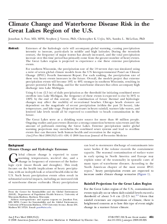 (PDF) Climate Change and Waterborne Disease Risk in the Great Lakes ...