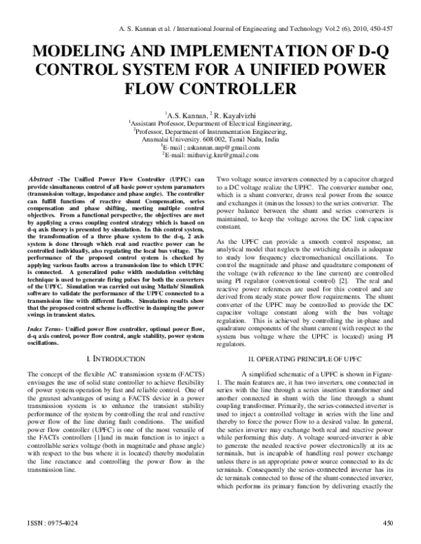(PDF) MODELING AND IMPLEMENTATION OF D-Q CONTROL SYSTEM FOR A UNIFIED ...