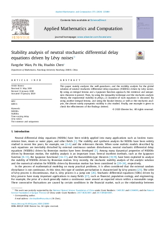 (PDF) Stability analysis of neutral stochastic differential delay ...