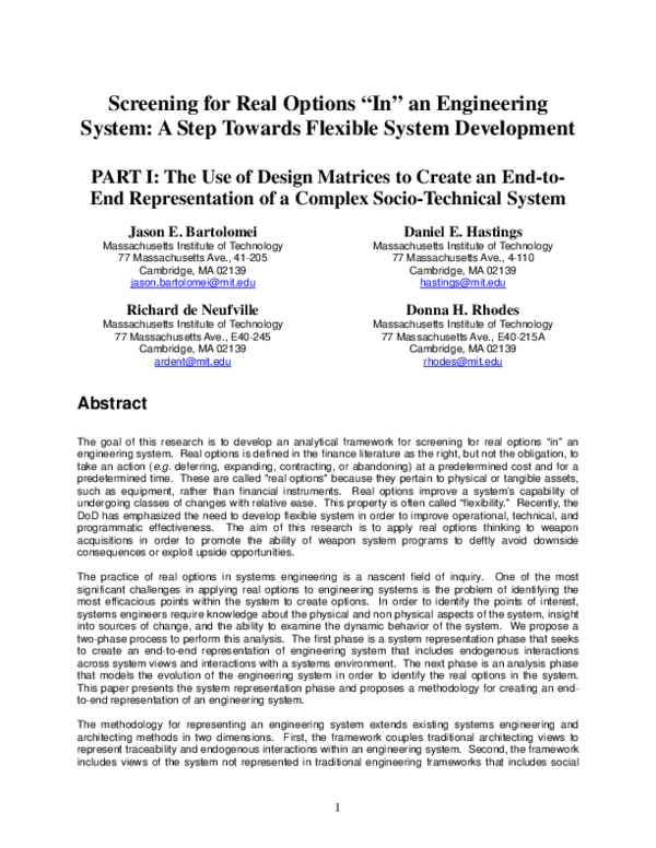 (PDF) 9.1.3 Screening for Real Options “In” an Engineering System: A ...