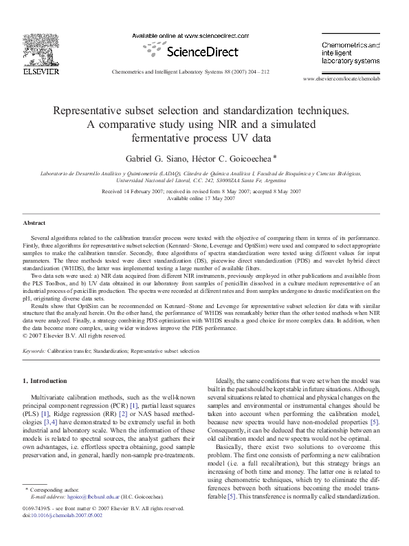 (PDF) Representative subset selection and standardization techniques. A ...