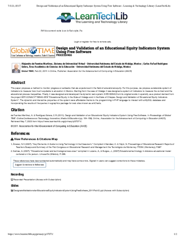 (PDF) Design and Validation of an Educational Equity Indicators System ...