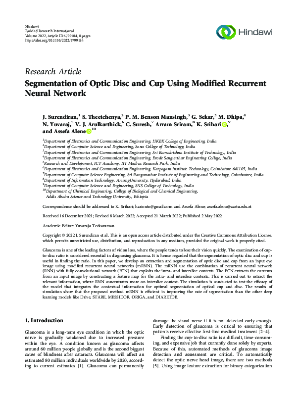 (PDF) Segmentation of Optic Disc and Cup Using Modified Recurrent ...