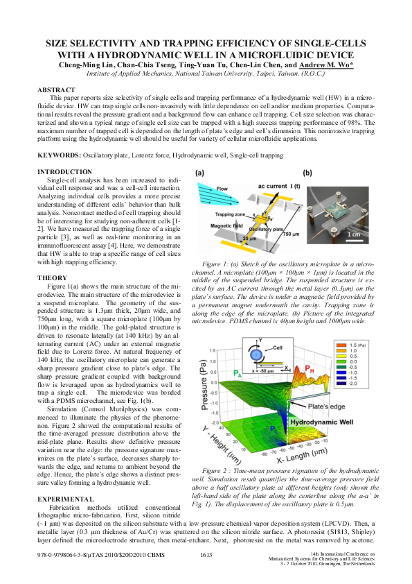 (PDF) Size Selectivity and Trapping Efficiency of Single-Cells with a ...