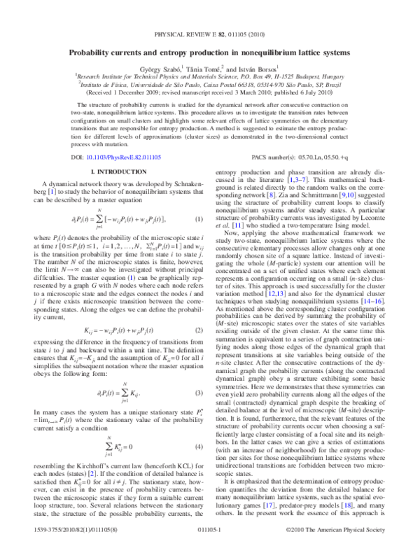 (PDF) Probability currents and entropy production in nonequilibrium ...