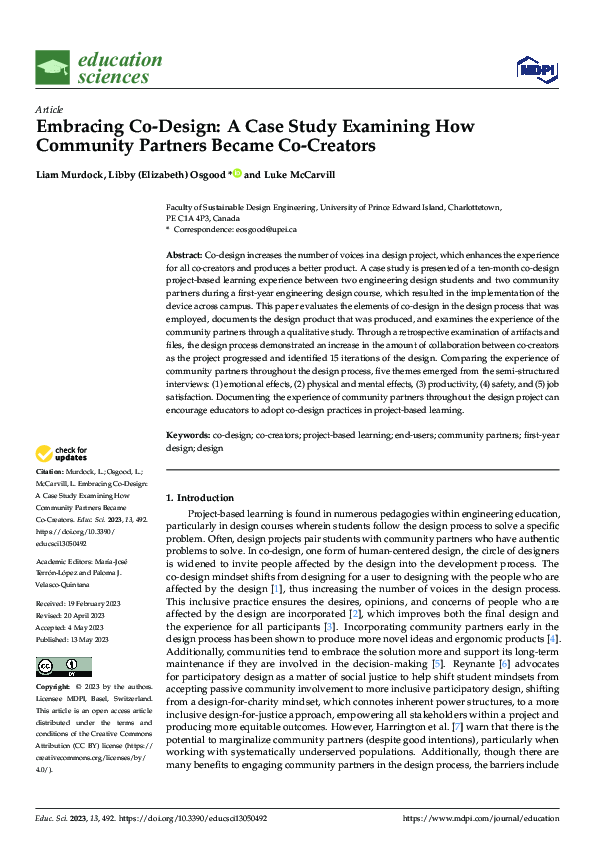 (PDF) Embracing Co-Design: A Case Study Examining How Community ...