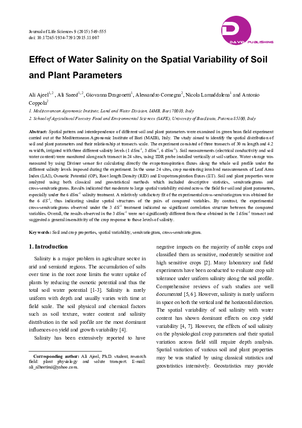 (PDF) Effect of Water Salinity on the Spatial Variability of Soil and ...