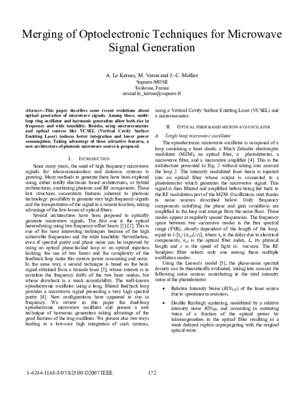 (PDF) Merging of Optoelectronic Techniques for Microwave Signal Generation