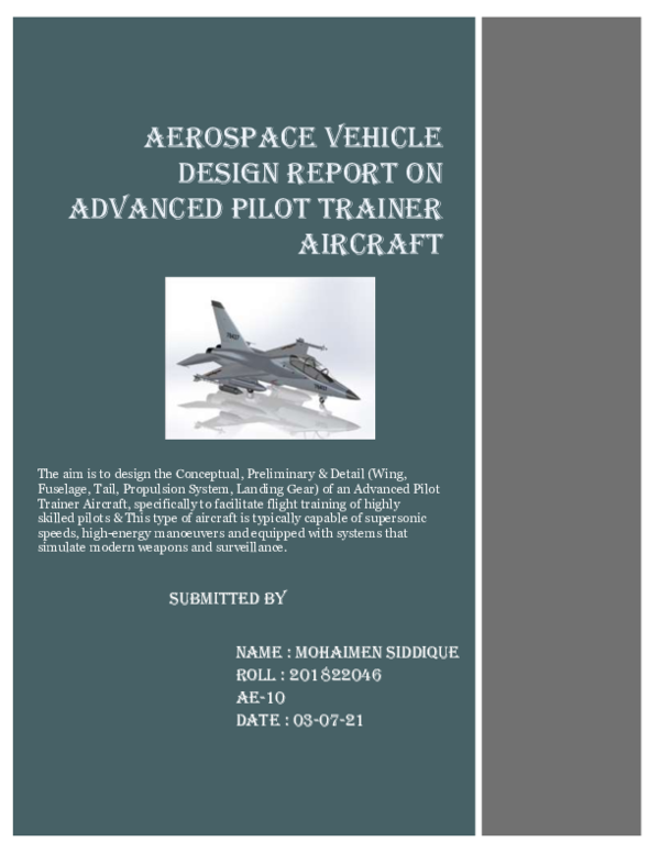 (PDF) Advanced Pilot Trainer Aircraft Design Report by Mohaimen Siddique